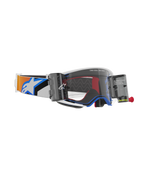 Masque Alpinestars Supertech Corp Roll Off, coloris bleu et orange, écran clair moulé par injection avec système Roll-Off Wide Vision, lignes de glissement en silicone ondulées, bandeau élastique réglable avec logo Alpinestars, lunettes de motocross haute performance