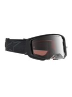 Masque Supertech Cloak Alpinestars, masque de motocross tout-terrain, noir et argenté, écran miroir argenté haute performance.