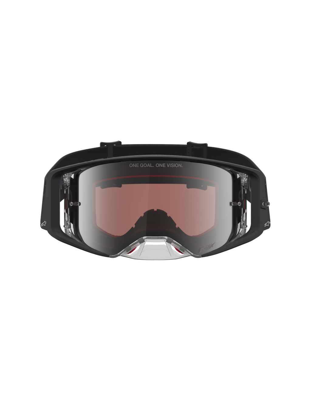 Alpinestars Masque Supertech Cloak, masque de motocross pour course, noir et argenté avec lentille miroir en polycarbonate.