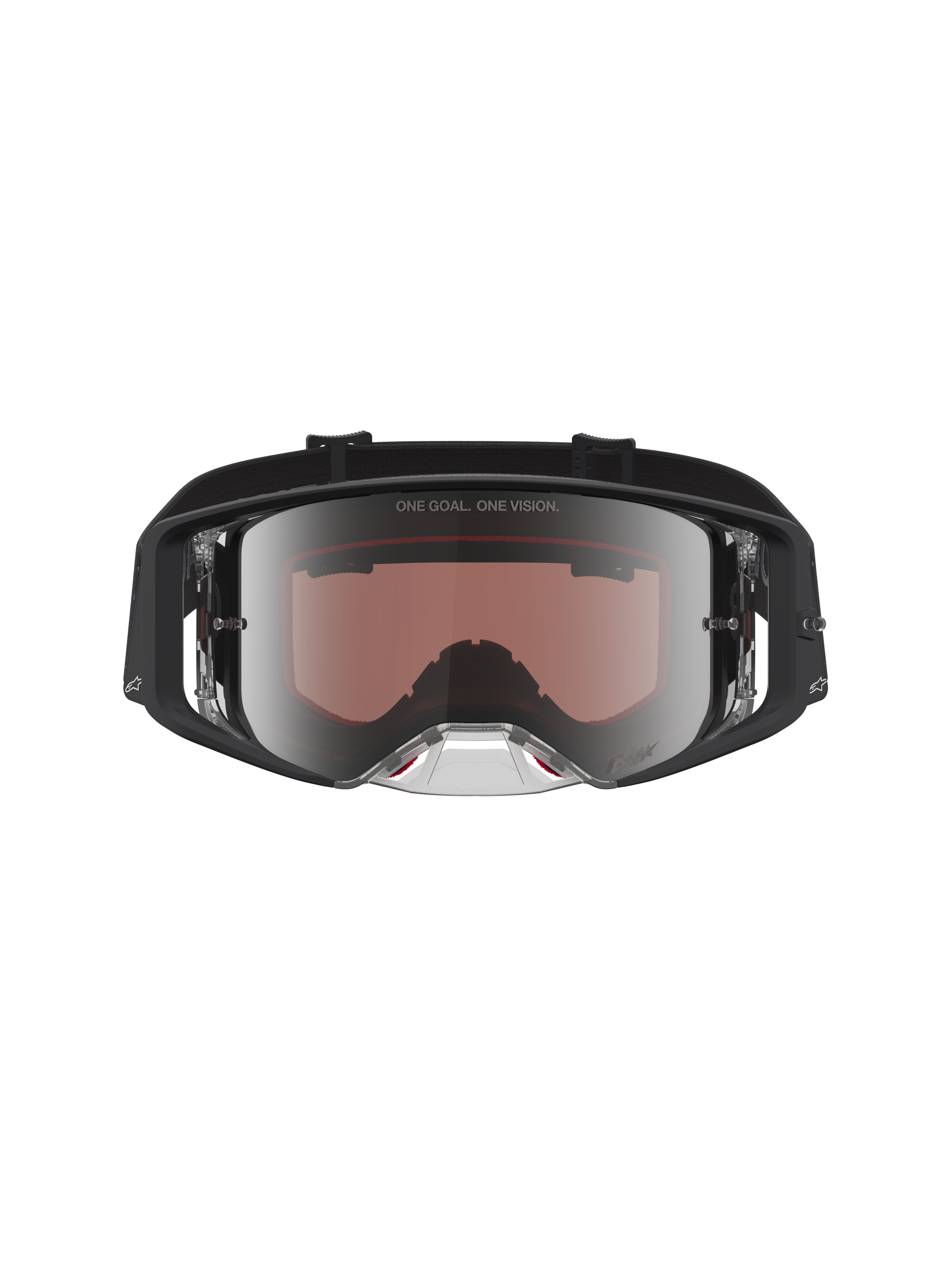 Alpinestars Masque Supertech Cloak, masque de motocross pour course, noir et argenté avec lentille miroir en polycarbonate.
