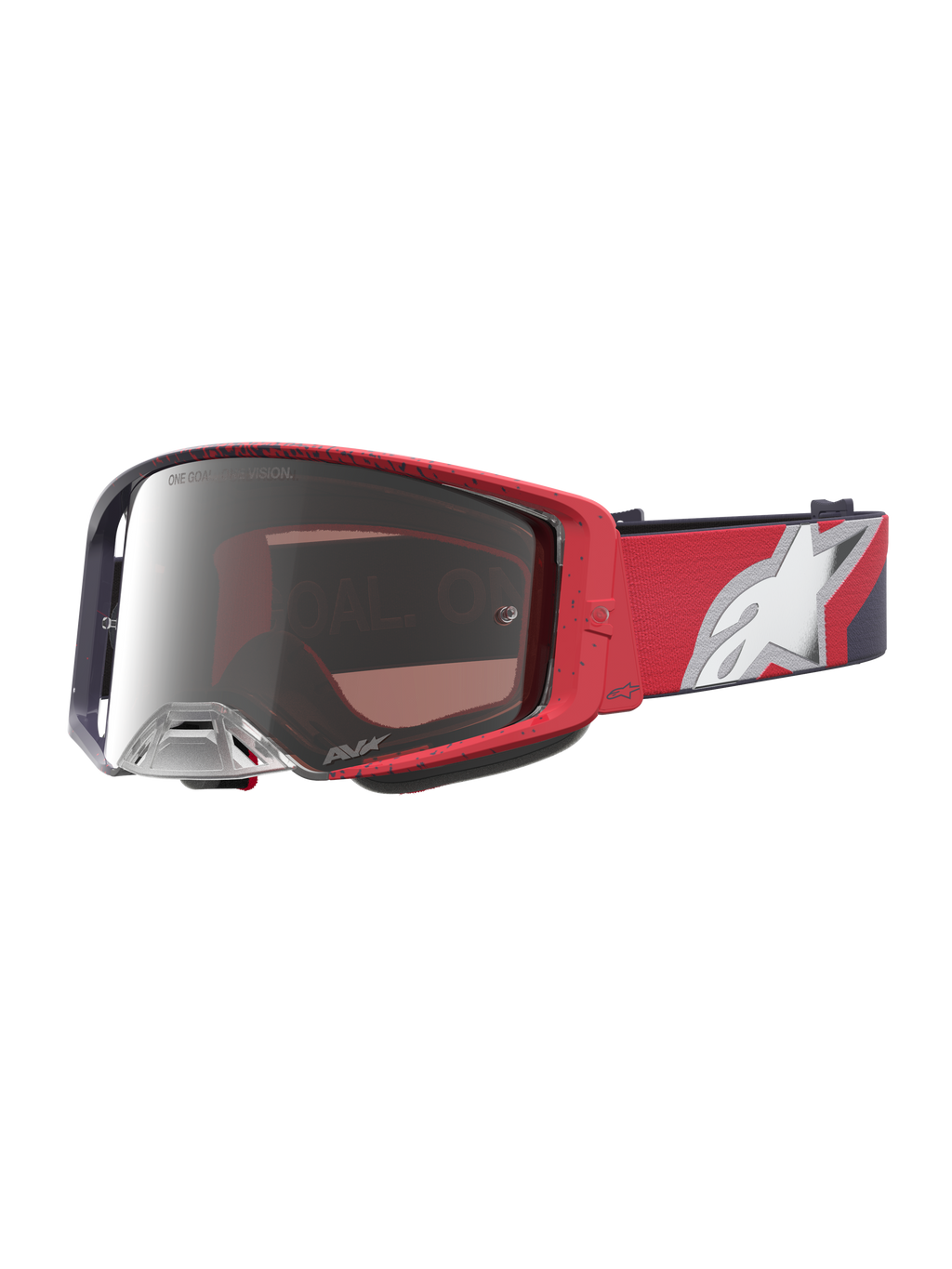 Alpinestars Supertech Hiten, masque de motocross haute performance, rouge et noir avec lentille argentée effet miroir