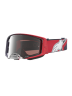 Alpinestars Supertech Hiten, masque de motocross haute performance, rouge et noir avec lentille argentée effet miroir