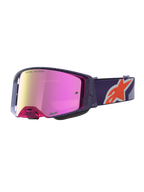 Masque Alpinestars Supertech Hiten, masque de motocross tout-terrain violet, écran miroir rouge et rose pour le tout-terrain.