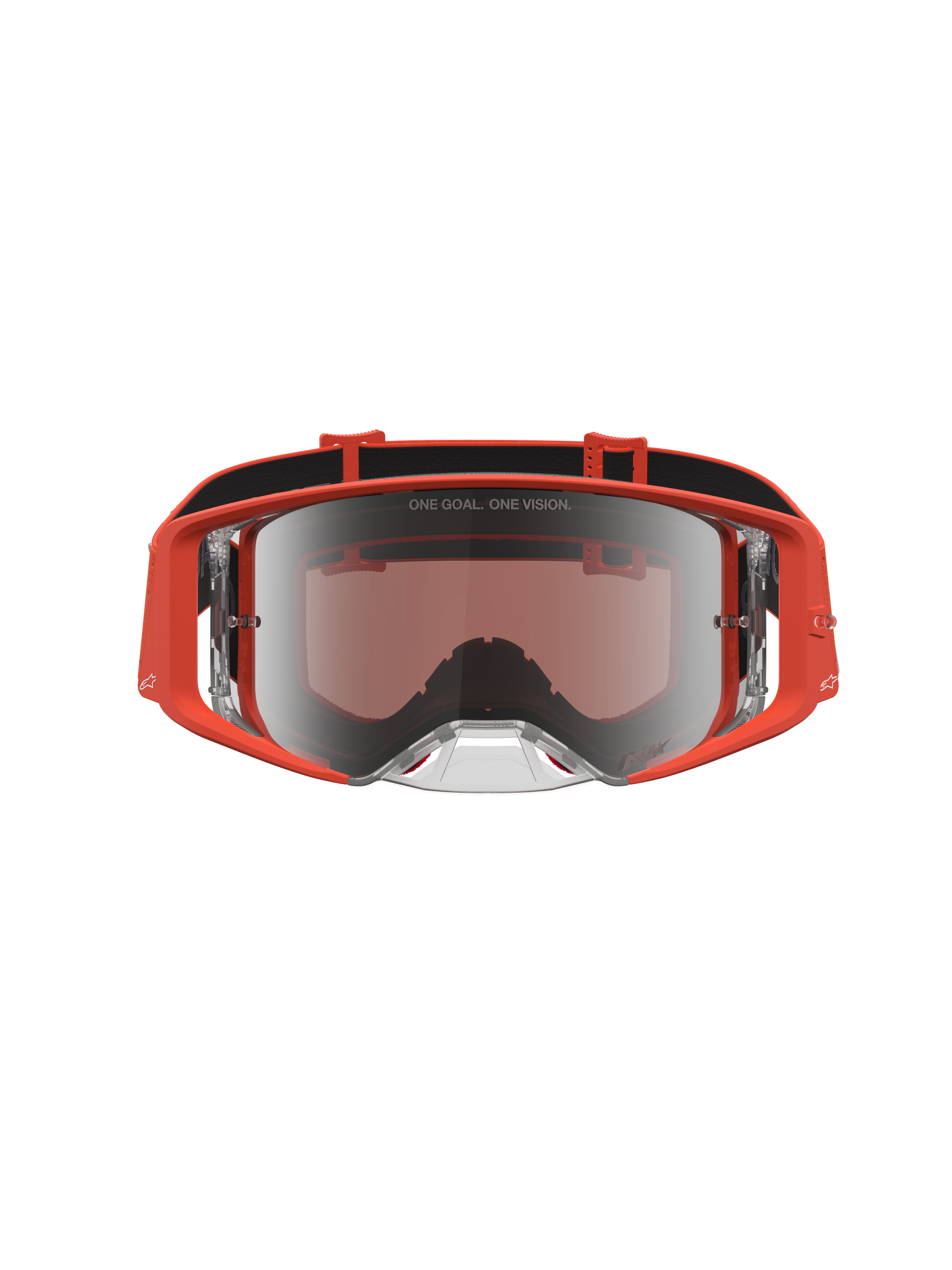 Alpinestars Supertech Vesta Goggles for motocross, orange frame with silver mirror lens for elite racing.