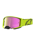 Masque Supertech Vesta Alpinestars, masque de motocross tout-terrain, jaune fluo et noir, avec lentille miroir rose protectrice, design haute performance pour off-road