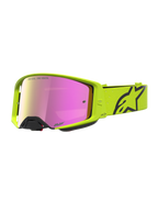Masque Supertech Vesta Alpinestars, masque de motocross tout-terrain, jaune fluo et noir, avec lentille miroir rose protectrice, design haute performance pour off-road