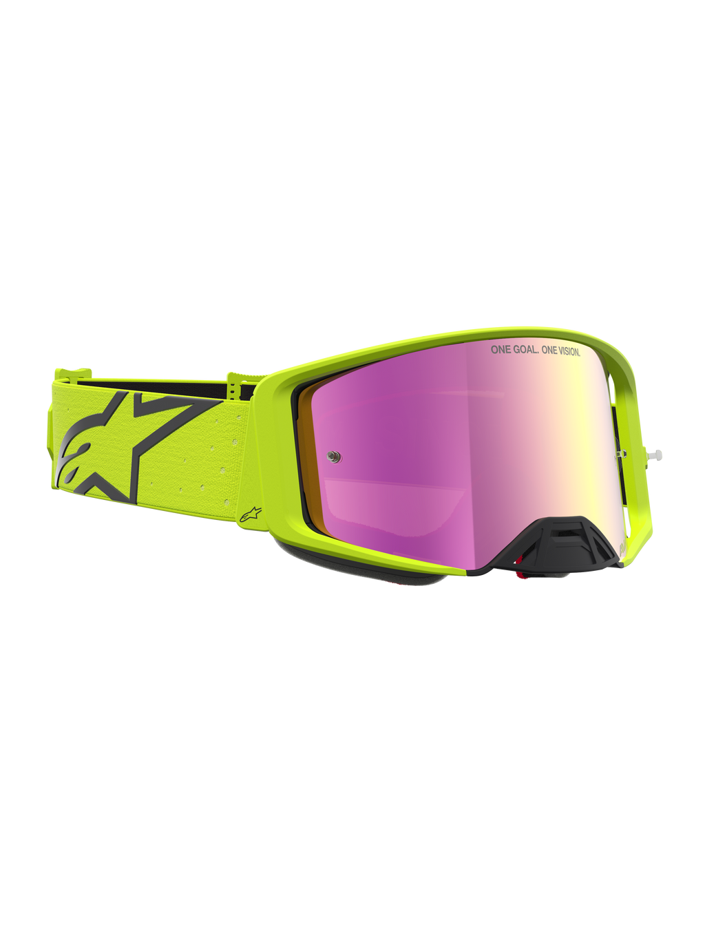Alpinestars masque Supertech Vesta, masque de motocross tout-terrain, jaune fluo et noir, lentille rose miroir, unisexe
