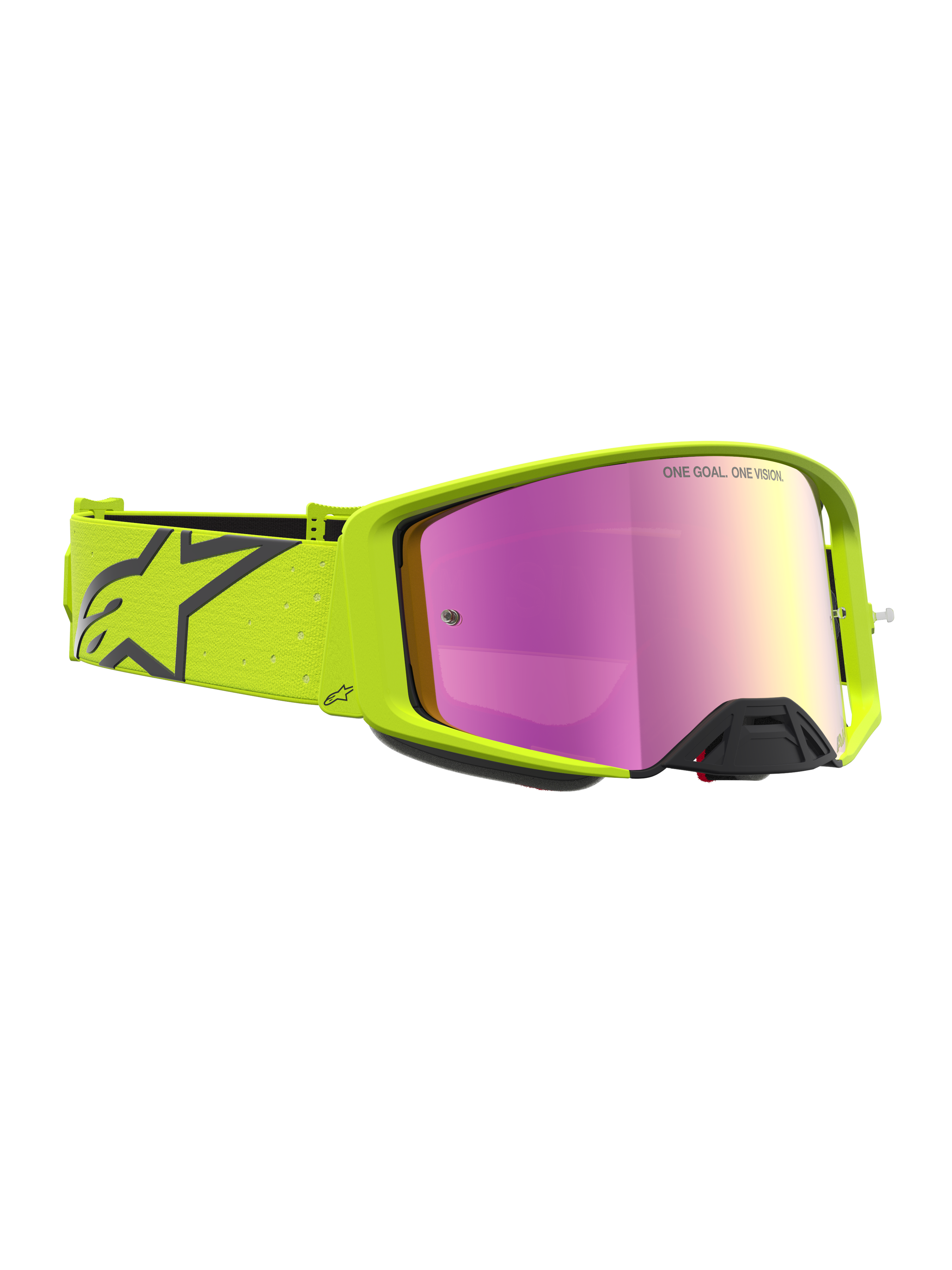 Alpinestars masque Supertech Vesta, masque de motocross tout-terrain, jaune fluo et noir, lentille rose miroir, unisexe