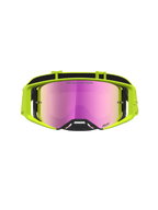 Alpinestars Masque Supertech Vesta, masque de motocross tout-terrain, jaune fluo avec écran rose miroir.