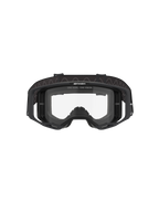 Masque Alpinestars Vision 8 Corp, masque de motocross, monture noire avec écran clair, vue de face montrant le design à large champ de vision, supports latéraux intégrés et bandeau tissé avec logo Alpinestars, protection oculaire professionnelle pour la course tout-terrain