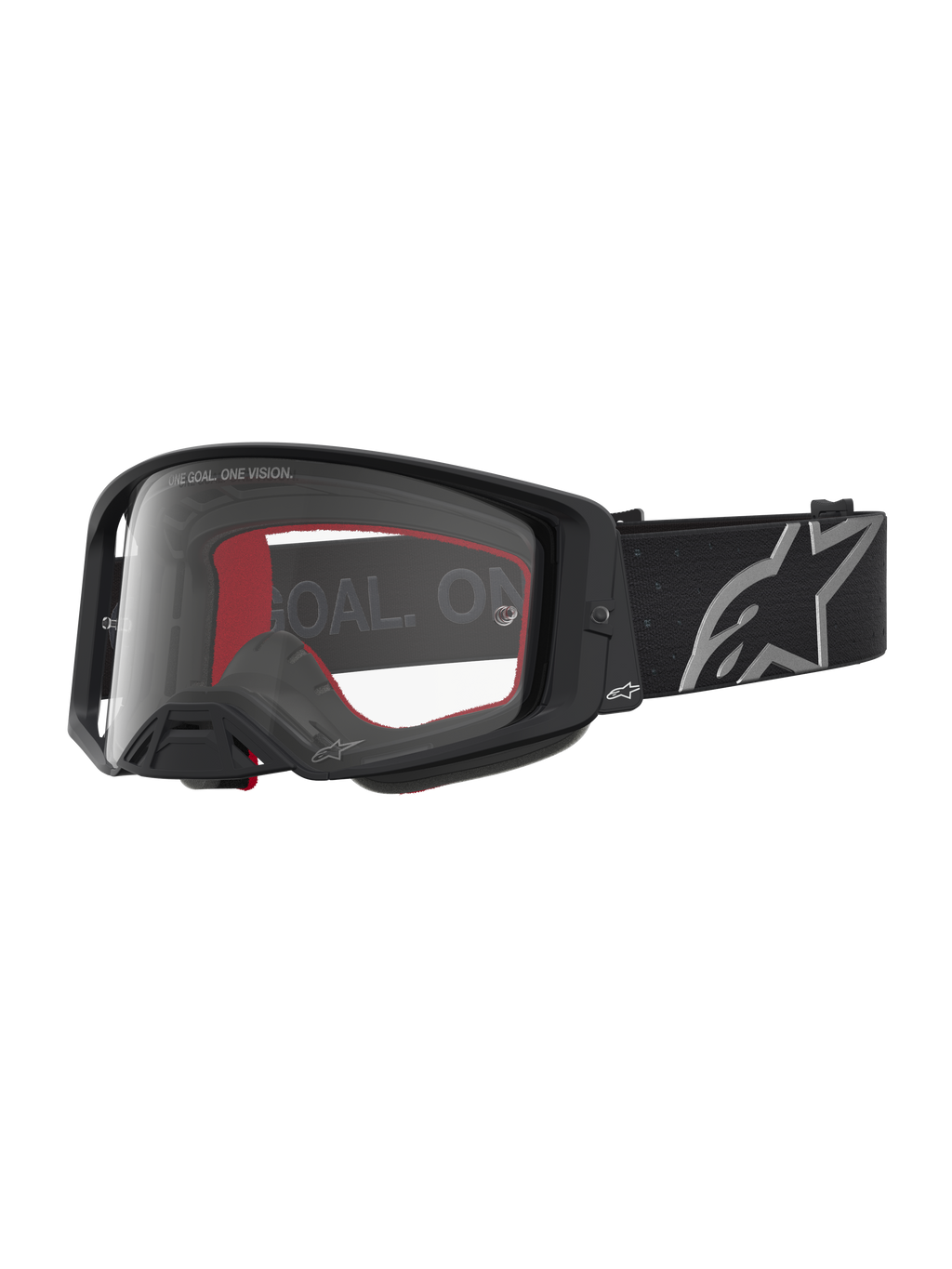 Alpinestars Supertech Vesta, masque de motocross noir mat et argenté avec lentille claire pour performance tout-terrain