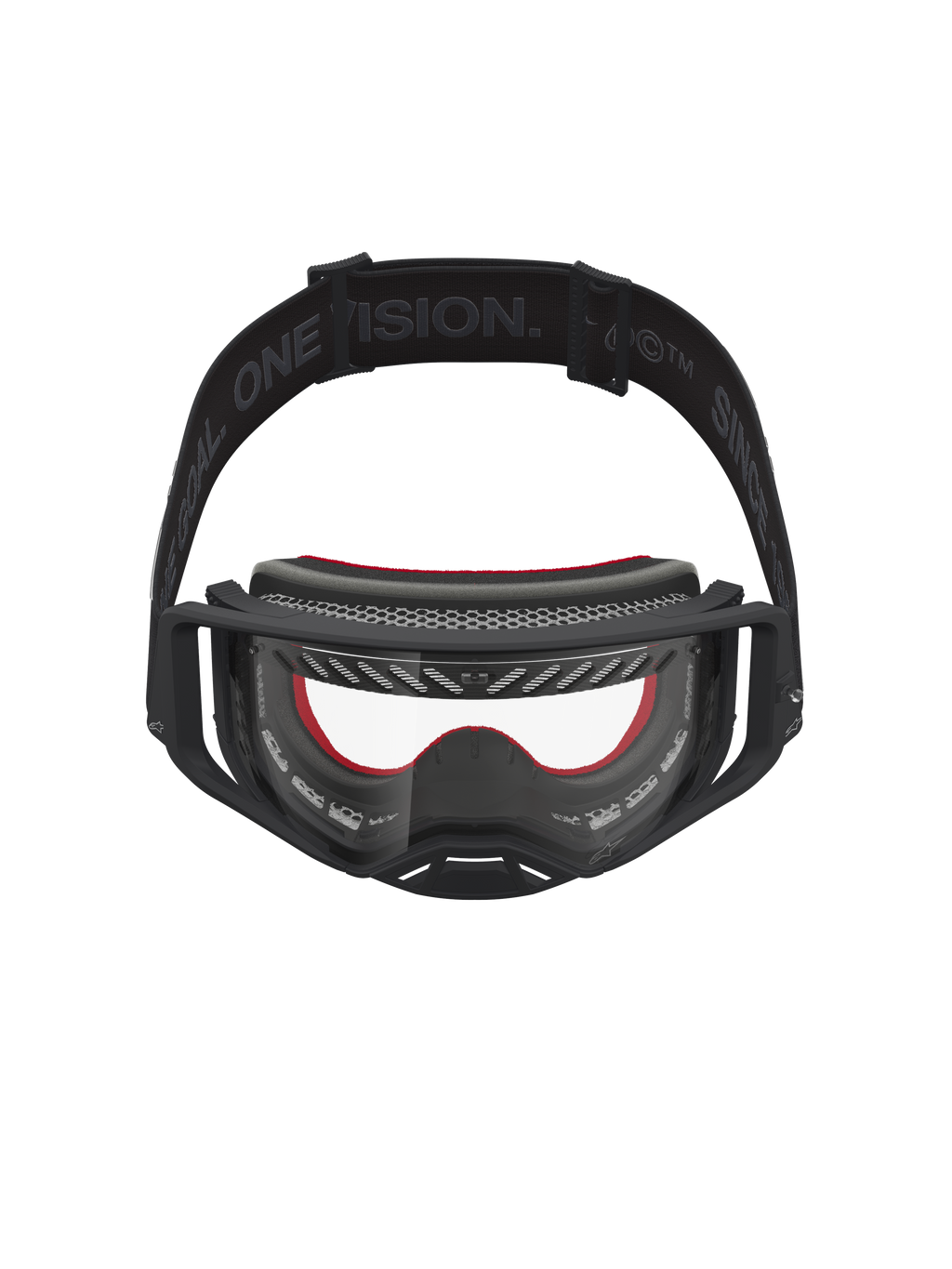 Masque Alpinestars Supertech Vesta, masque de motocross pour le tout-terrain, noir et rouge, lentille en polycarbonate claire