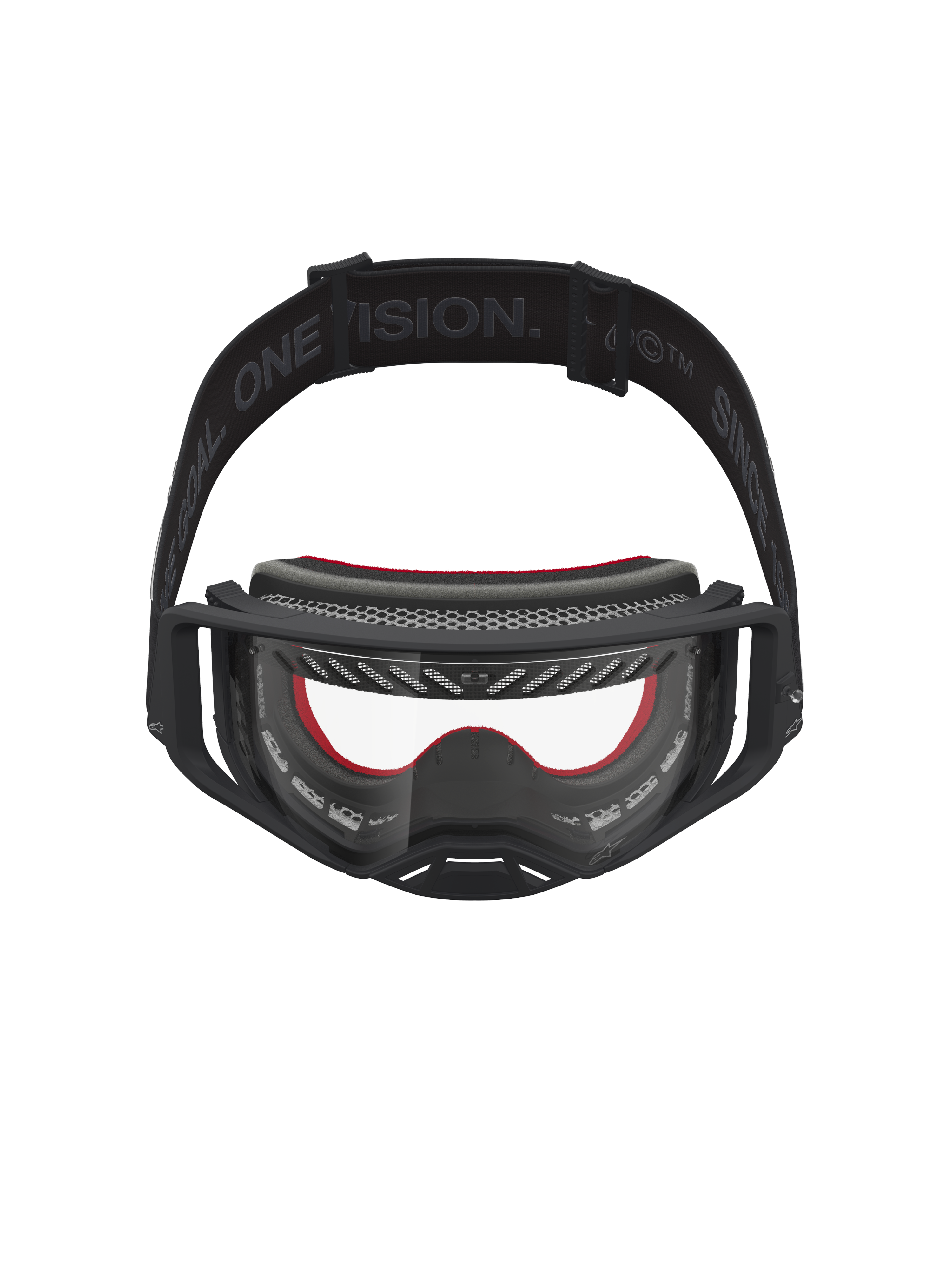 Masque Alpinestars Supertech Vesta, masque de motocross pour le tout-terrain, noir et rouge, lentille en polycarbonate claire