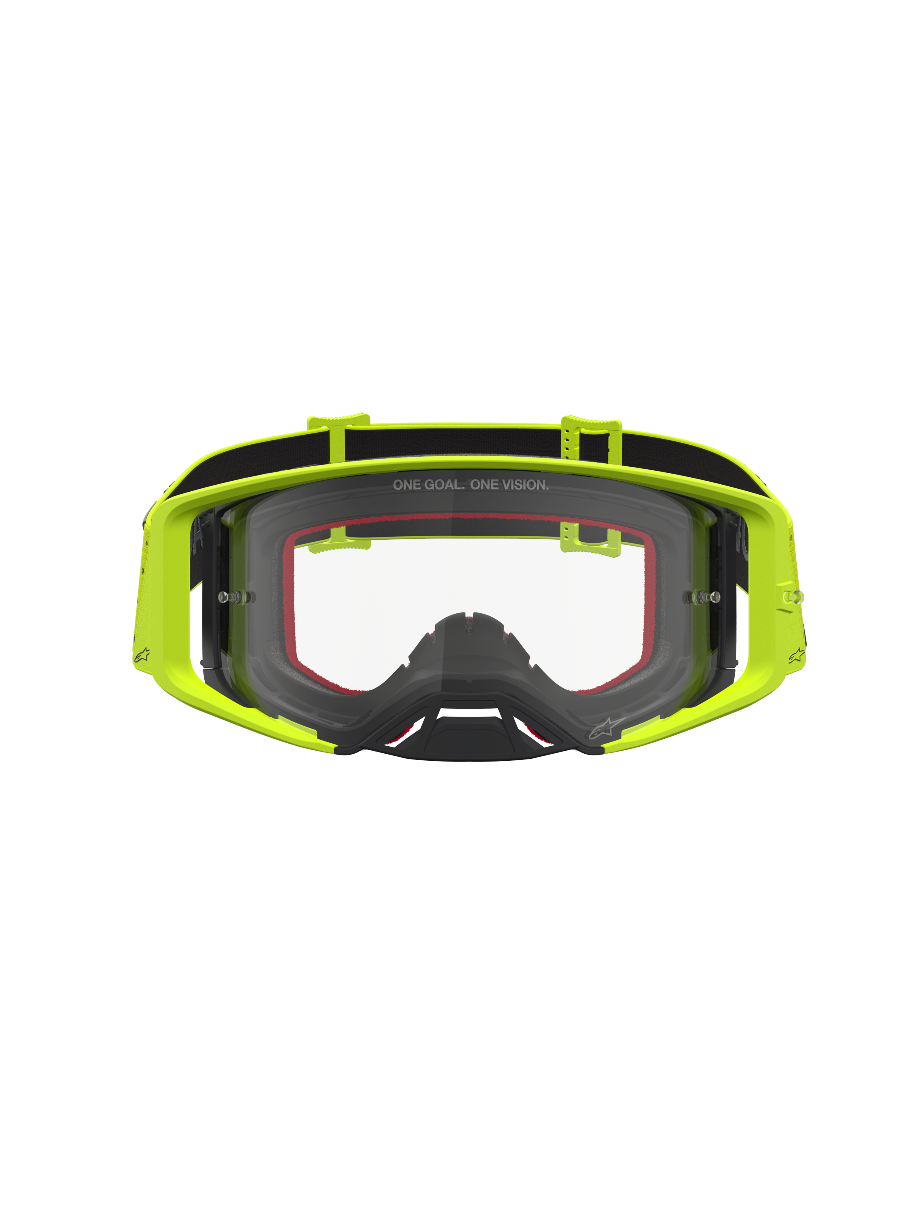Alpinestars Supertech Vesta, masque de motocross jaune fluorescent et noir avec lentille claire anti-buée.
