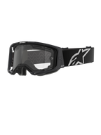Alpinestars Vision 8 Corp Goggles - Dual Pane, masque de motocross, monture noire avec un écran clair à double paroi, large bandeau noir arborant un logo étoile Alpinestars blanc distinctif, design performant avec ports de ventilation pour la course tout-terrain.