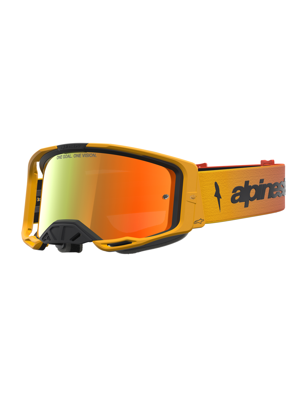 Masque Alpinestars Vision 8 Ambre Miroir, masque de motocross pour homme, rouge et noir, cadre A-FLEX flexible et lentille miroir rouge antibuée