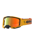 Masque Alpinestars Vision 8 Ambre Miroir, masque de motocross pour homme, rouge et noir, cadre A-FLEX flexible et lentille miroir rouge antibuée