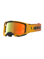 Masque Alpinestars Vision 8 Ambre Miroir, masque de motocross pour homme, rouge et noir, cadre A-FLEX flexible et lentille miroir rouge antibuée