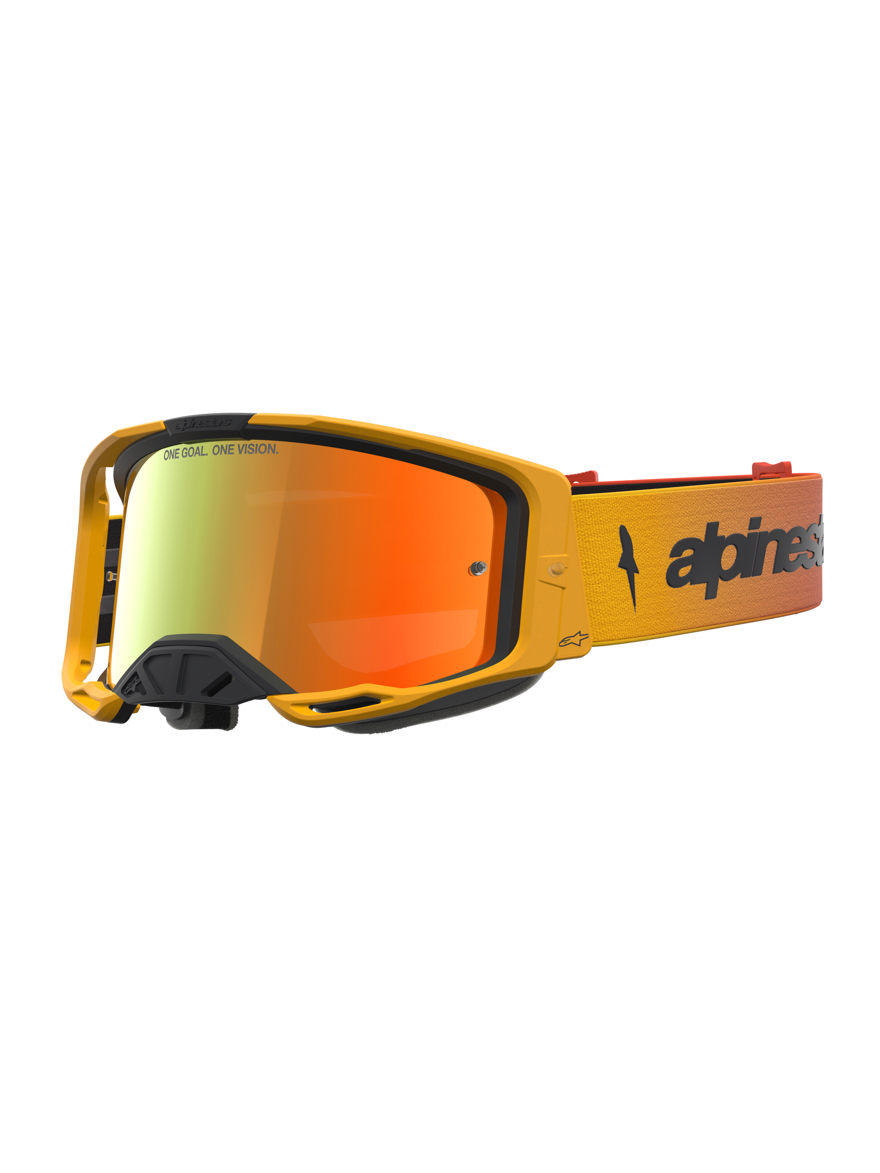 Masque Alpinestars Vision 8 Ambre Miroir, masque de motocross pour homme, rouge et noir, cadre A-FLEX flexible et lentille miroir rouge antibuée