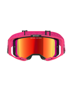 Lunettes Alpinestars Vision 8 Corp, lunettes de motocross, rose miroir rouge, avec monture A-FLEX rose et écran miroir rouge, bandeau rose avec motifs ondulés blancs et logo, protection oculaire professionnelle pour le tout-terrain