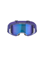 Lunettes Alpinestars Vision 8 Corp, masque de motocross, monture pourpre avec écran miroir bleu, sangle pourpre avec motif ondulé, protection oculaire haute performance pour la course tout-terrain
