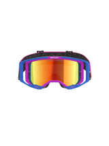 Alpinestars Vision 8 Corp Goggles, Motocross Goggles, Blue and Purple frame with Orange and Red Mirror lens, featuring blue outriggers and pink strap, performance eyewear for off-road and motocross racing