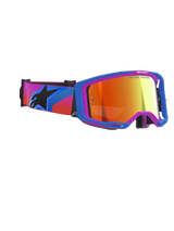 Alpinestars Vision 8 Corp Goggles, Motocross Goggles, UCLA Blue and Purple frame with Mirror Red lens, colorful gradient strap with black Alpinestars logo, elite off-road performance eyewear