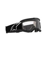 Masque Alpinestars Vision 5 Corp, masque de motocross, monture noire avec écran clair anti-buée, large bandeau noir orné d'un logo Astars blanc, lunettes tout-terrain haute performance avec système de ventilation RAM-AIR