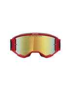 Masque Alpinestars Vision 5 Drag, rouge et doré, cadre A-FLEX avec ventilation RAM-AIR et lentille miroir dorée.