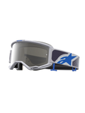 Alpinestars Vision 5 Drag, masque de motocross unisexe, lilas clair et bleu, lentille miroir argentée, cadre A-FLEX flexible et système de ventilation RAM-AIR.