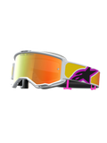 Alpinestars Vision 5 Drag, masque de motocross avec lentille miroir orange et cadre blanc, ventilation RAM-AIR intégrée.