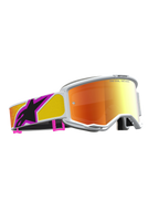 Masque Vision 5 Drag Alpinestars, masque de motocross à lentille miroir orange et rouge, cadre blanc flexible A-FLEX.