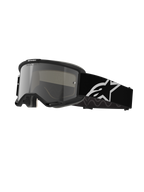 Masque Alpinestars Vision 5 Corp, masque de motocross, monture noire avec écran miroir argenté, large sangle réglable noire avec grand logo étoile Alpinestars blanc, mousse faciale rembourrée, marquage One Goal One Vision