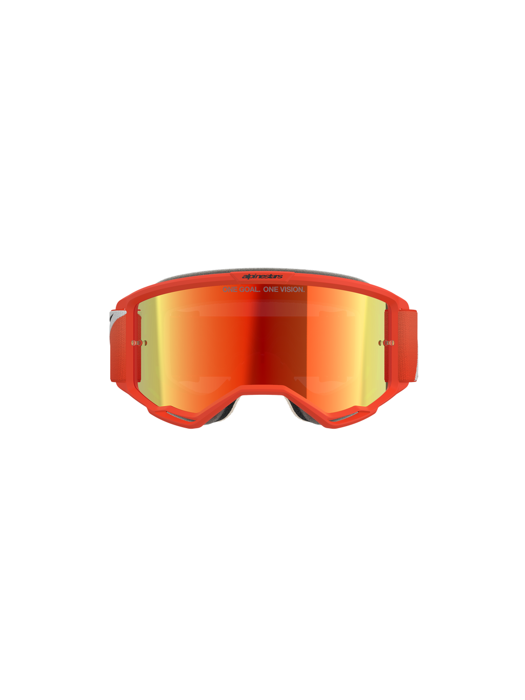 Masque Alpinestars Vision 5 Corp, lunettes de motocross, monture orange avec écran réfléchissant Orange Mirror Red, bandeau réglable rouge, design profilé haute performance tout-terrain