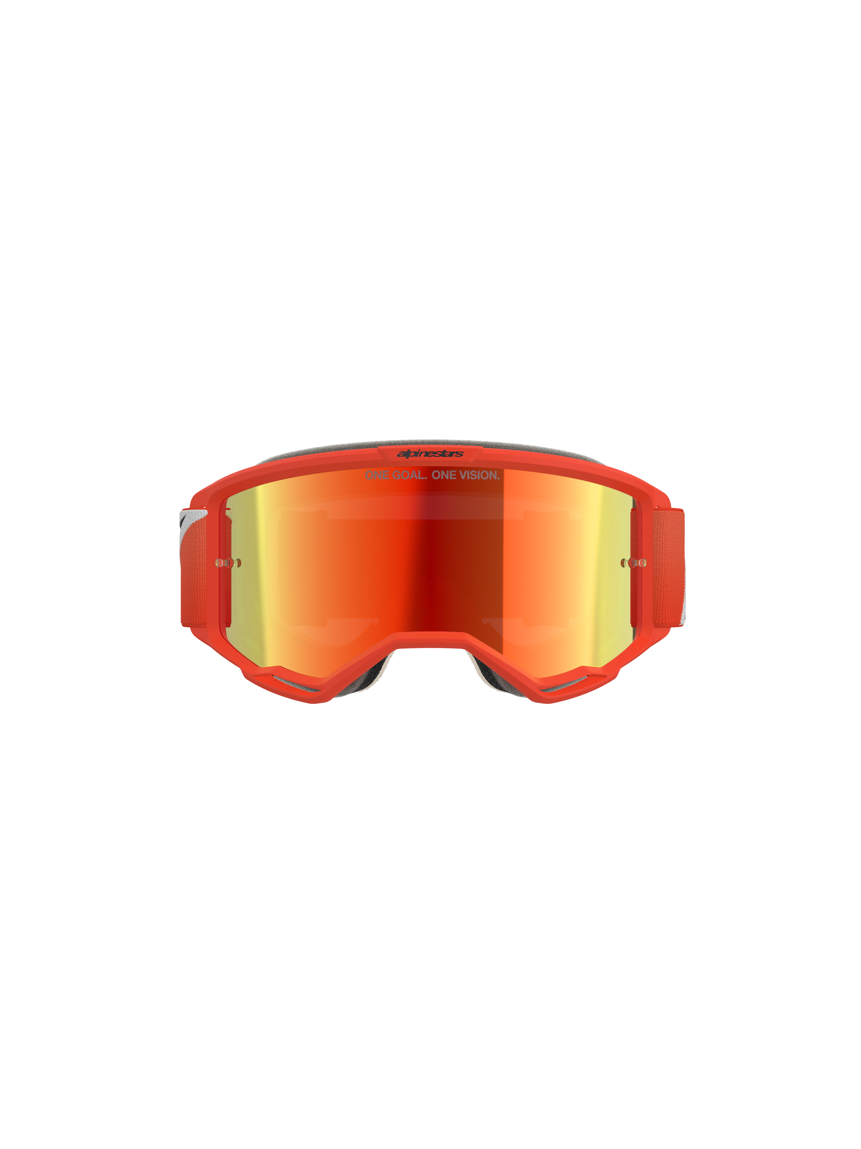 Masque Alpinestars Vision 5 Corp, lunettes de motocross, monture orange avec écran réfléchissant Orange Mirror Red, bandeau réglable rouge, design profilé haute performance tout-terrain