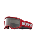 Alpinestars Vision 5 Hone, masque de motocross rouge et blanc, lentille argentée miroir, cadre A-FLEX