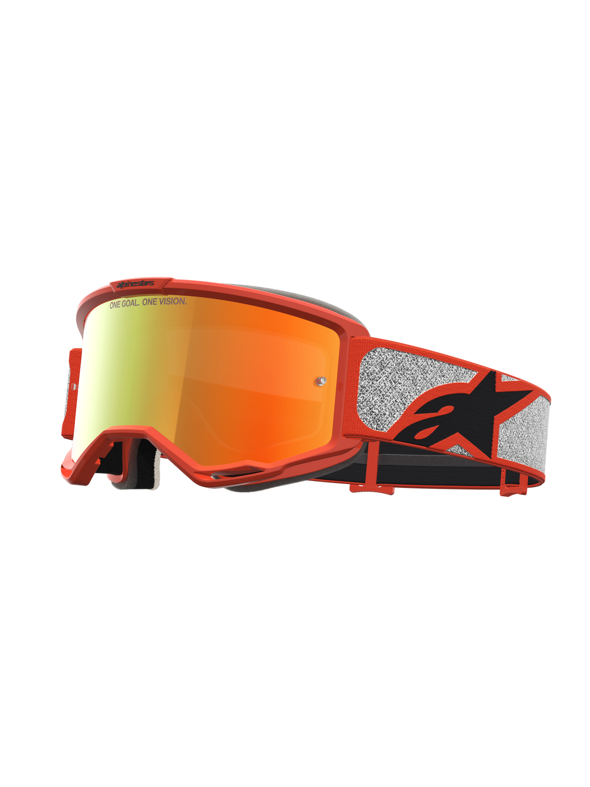 Alpinestars Vision 5 Rora Goggles, Motocross Goggles, Orange and Silver, Red Mirror Lens, A-FLEX Frame