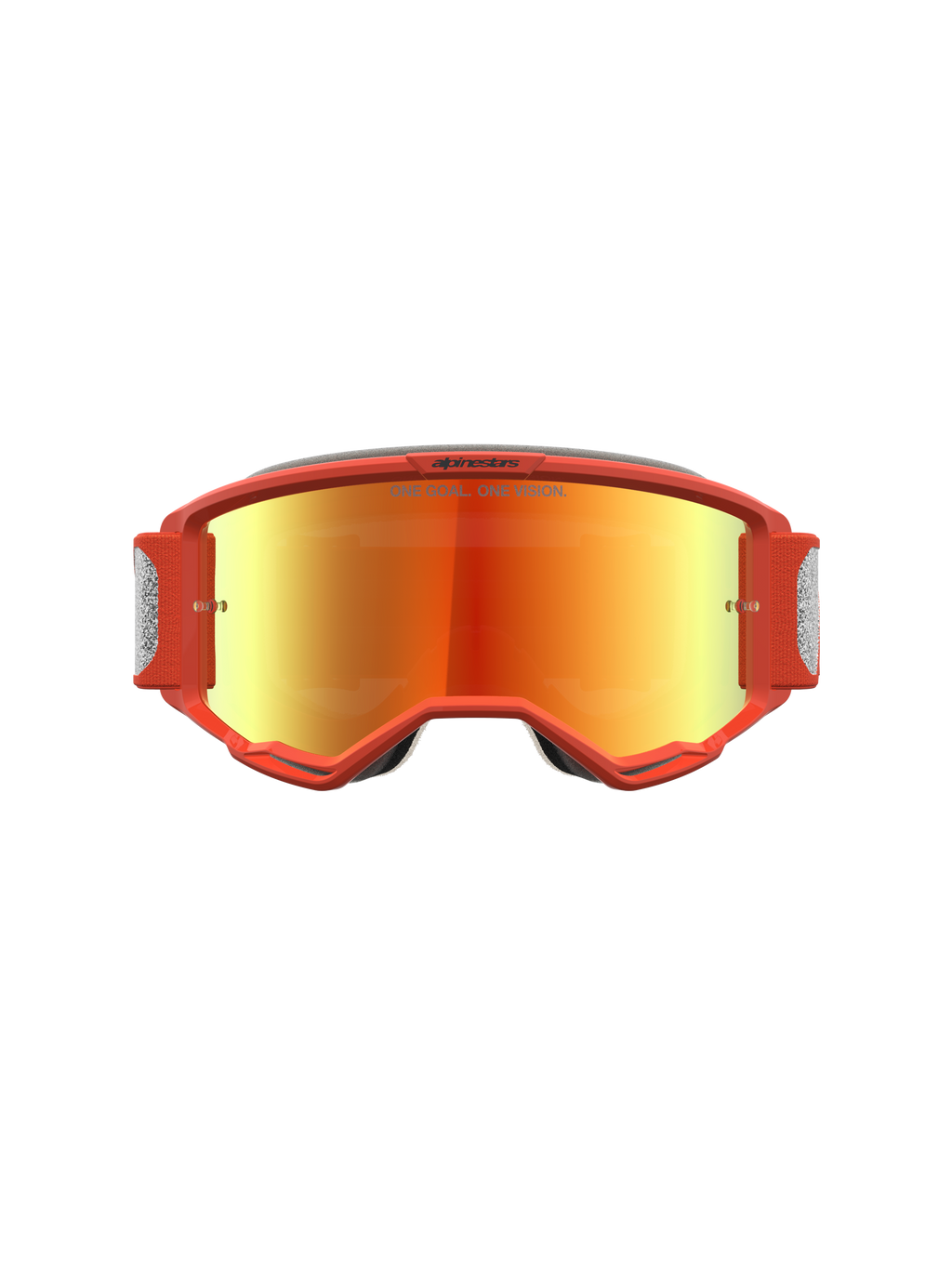 Alpinestars Vision 5 Rora, masque de motocross orange avec lentille miroir argentée, cadre A-FLEX et ventilation RAM-AIR