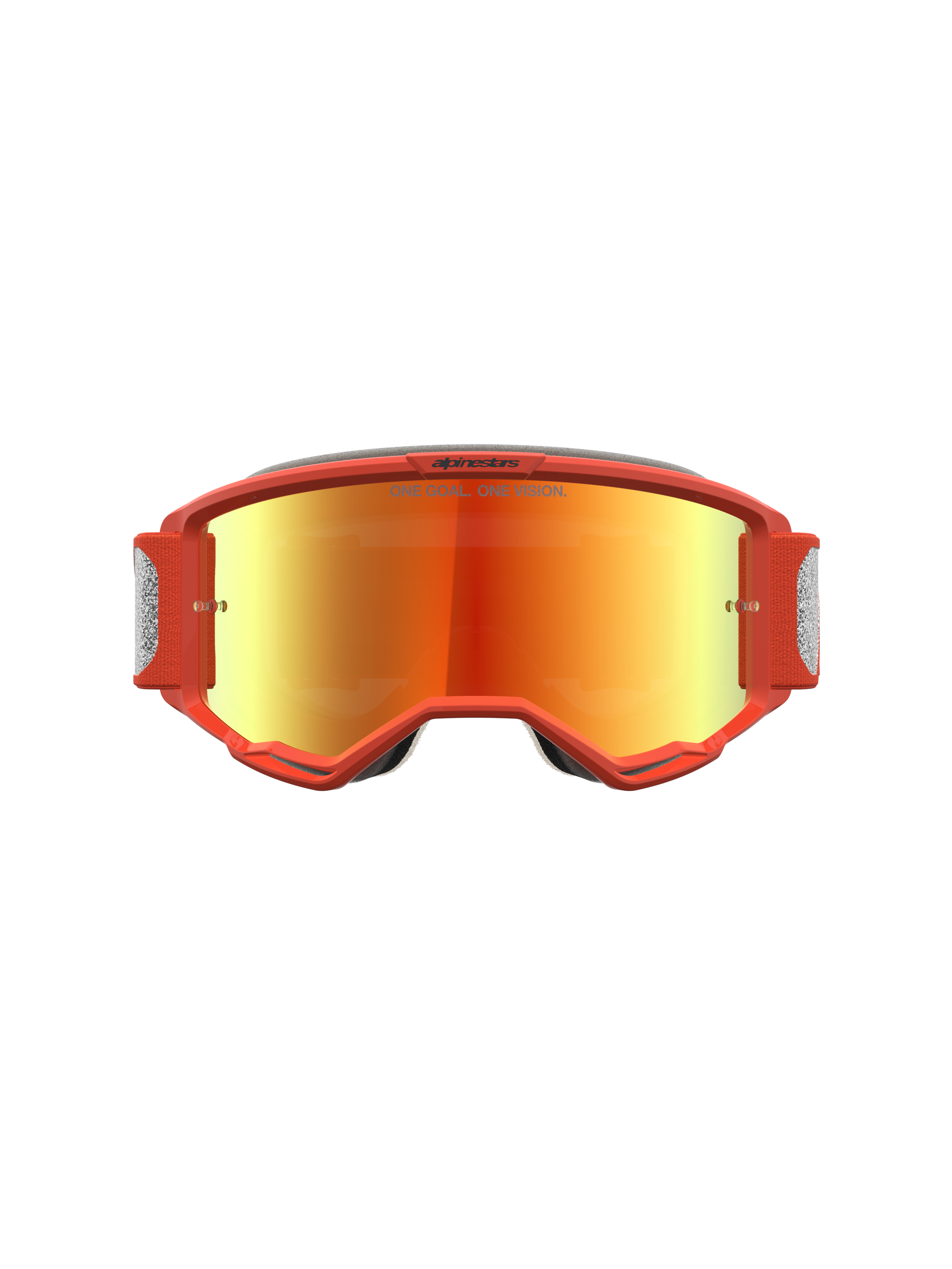 Alpinestars Vision 5 Rora, masque de motocross orange avec lentille miroir argentée, cadre A-FLEX et ventilation RAM-AIR