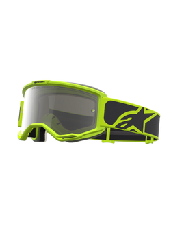 Masque Alpinestars Vision 5 Rora, masque de motocross jaune fluo et noir, lentille argentée miroir et ventilation RAM-AIR