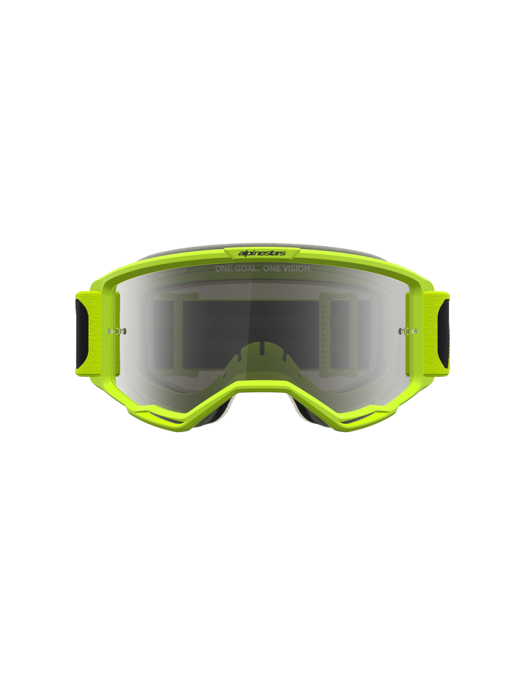 Alpinestars Vision 5 Rora, masque de motocross, jaune fluo et noir, lentille argentée à effet miroir, système de ventilation RAM-AIR pour une clarté optimale en tout-terrain