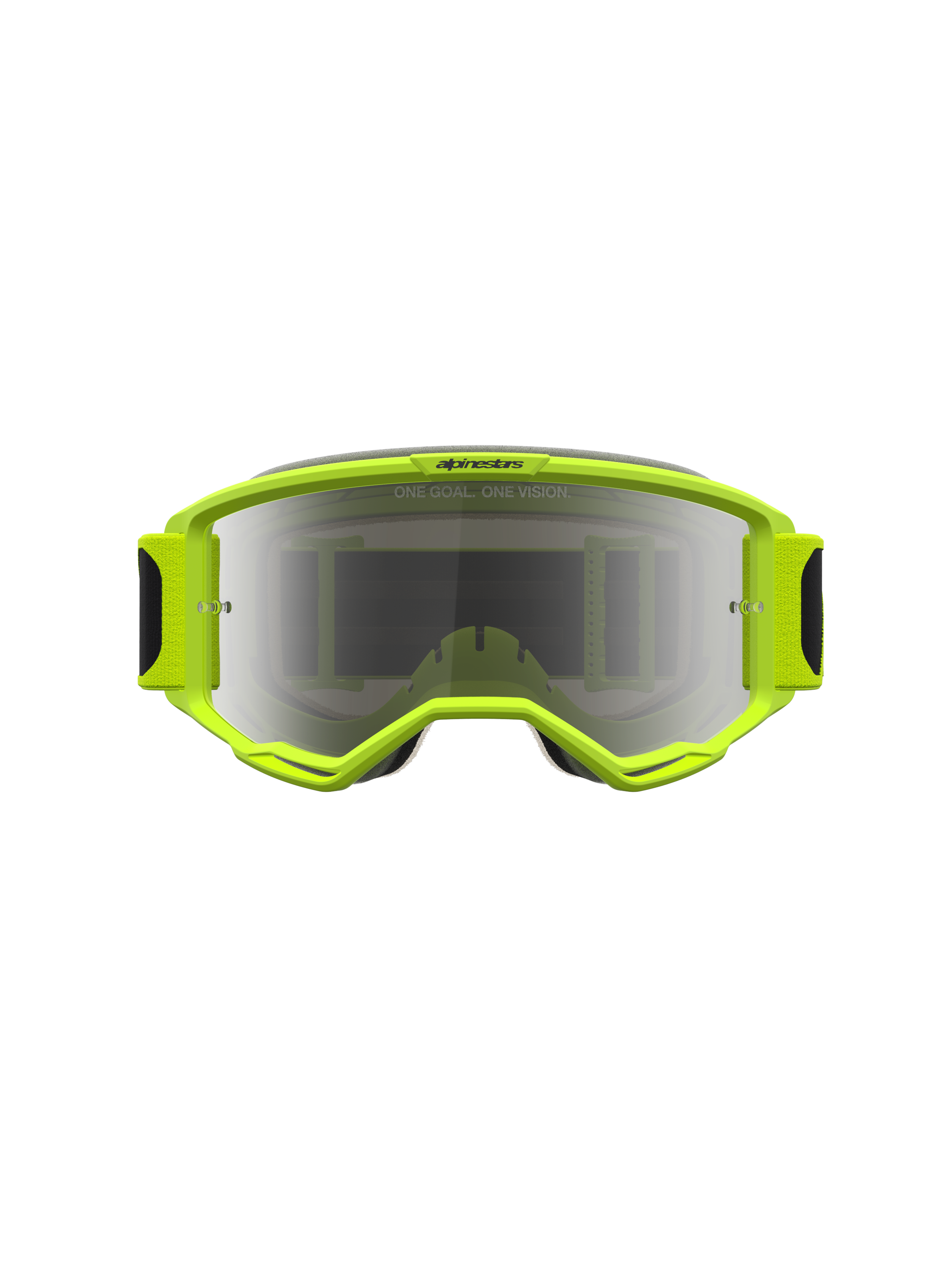 Alpinestars Vision 5 Rora, masque de motocross, jaune fluo et noir, lentille argentée à effet miroir, système de ventilation RAM-AIR pour une clarté optimale en tout-terrain