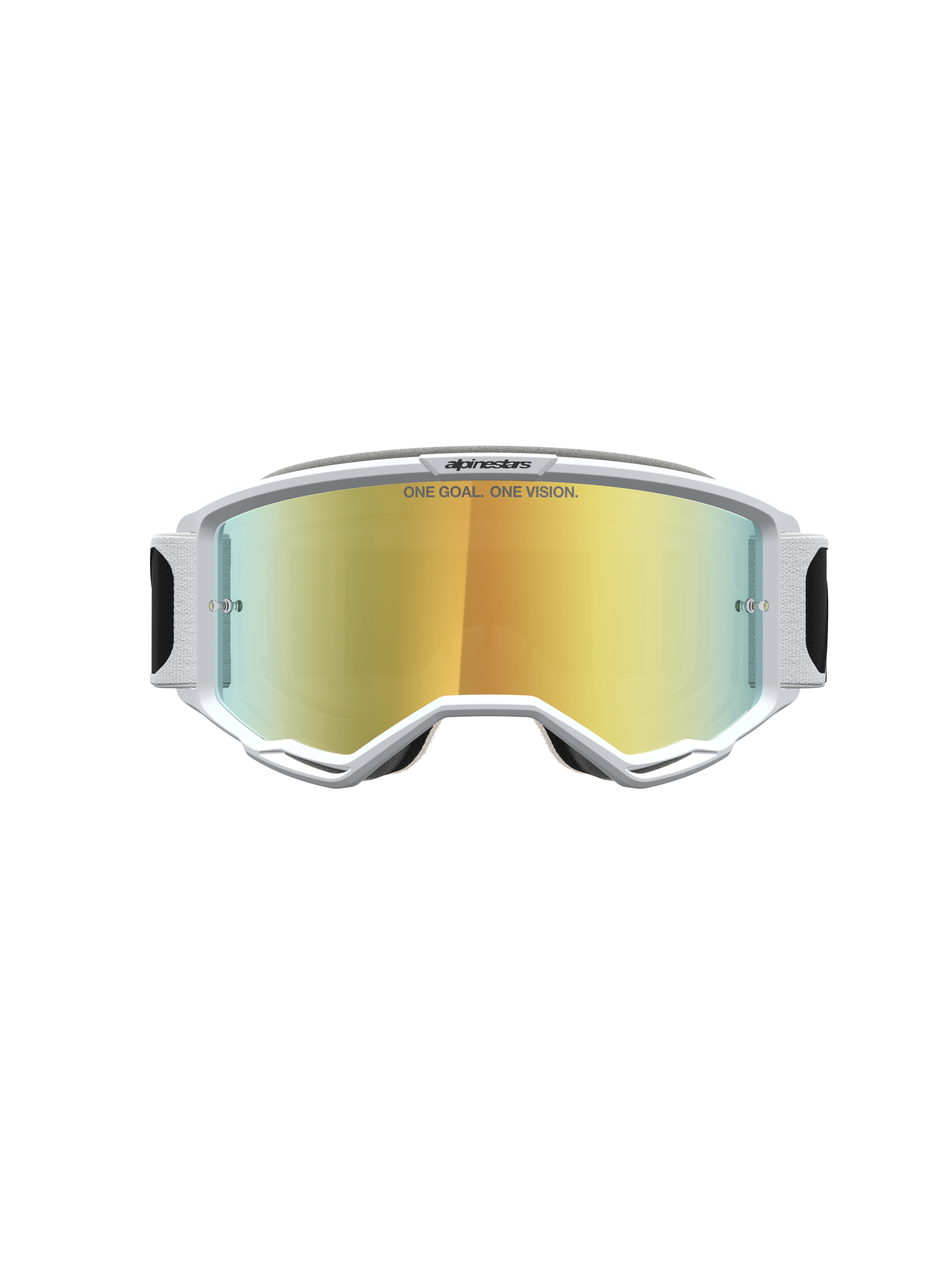 Alpinestars Vision 5 Rora Goggles, Motocross Performance, White A-FLEX Frame, Gold Mirror Lens, RAM-AIR Ventilation.