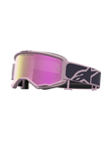 Alpinestars Masque Vision 5 Rora, masque de motocross rose et gris, écran miroir rose, cadre souple A-FLEX et système de ventilation RAM-AIR