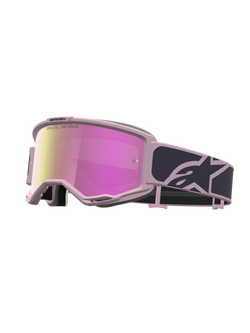 Alpinestars Masque Vision 5 Rora, masque de motocross rose et gris, écran miroir rose, cadre souple A-FLEX et système de ventilation RAM-AIR