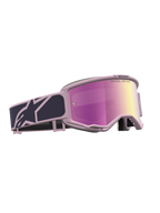 Masque Alpinestars Vision 5 Rora, masque de motocross gris et rose, lentille miroir rose, système de ventilation RAM-AIR.