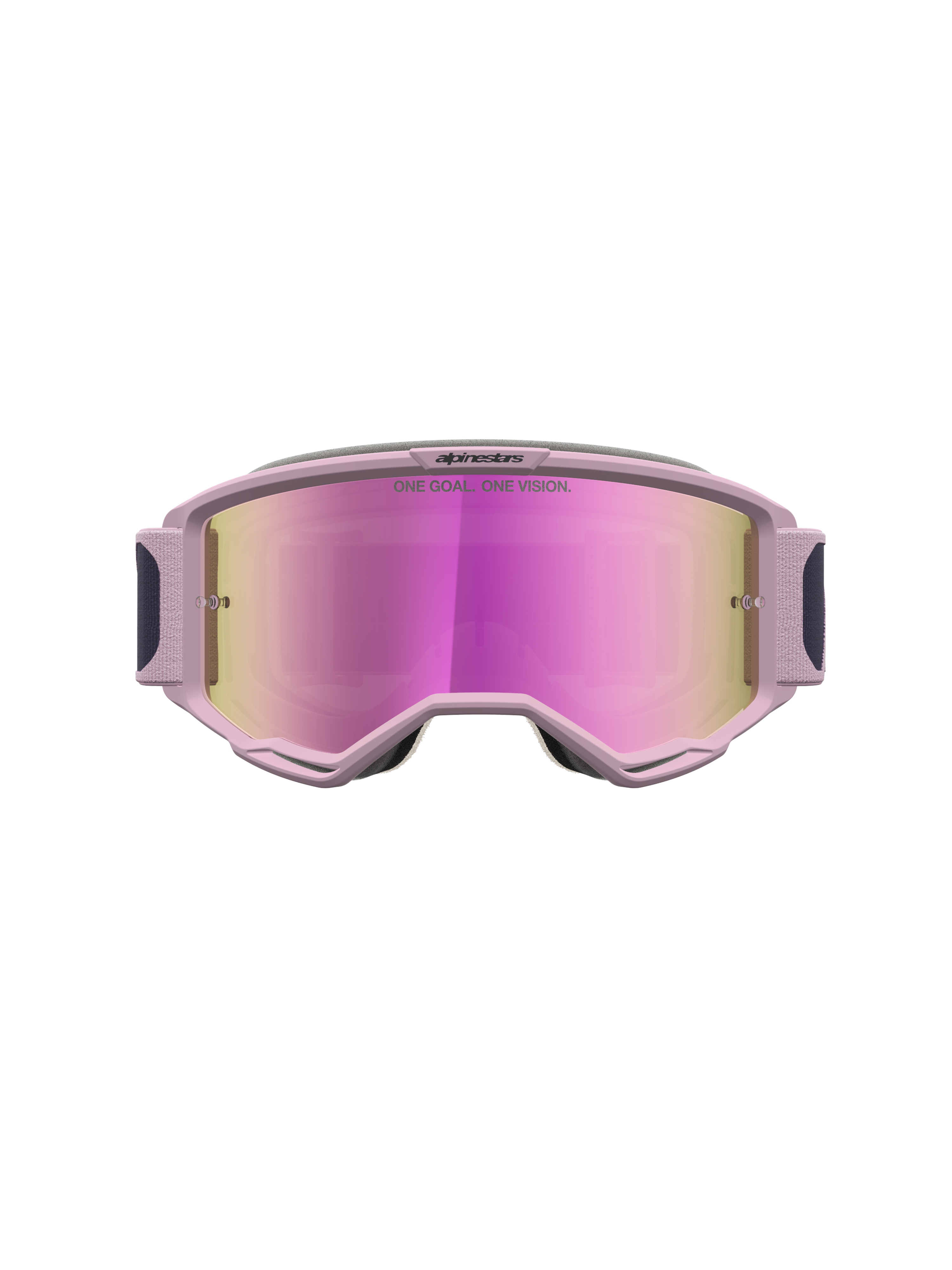 Masque Alpinestars Vision 5 Rora pour motocross, gris et rose, avec écran miroir rose et monture en uréthane A-FLEX.