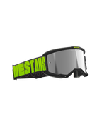 Alpinestars Vision 5 Hollow Goggles, Motocross Goggles, Charcoal and Yellow Fluo, Silver Mirror lens, wide black strap with bold neon yellow branding, sleek frame with RAM-AIR ventilation for off-road racing