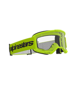 Alpinestars Vision 3 Wordmark Goggles, masque de motocross, jaune fluo avec écran clair, large bandeau jaune fluo arborant le logo Alpinestars noir, monture A-FLEX légère avec ventilation RAM-AIR, protection oculaire haute performance pour le tout-terrain