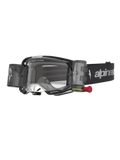 Alpinestars Masque Vision 8 Amber Roll Off, masque de motocross noir et argenté avec système roll-off et lentille claire